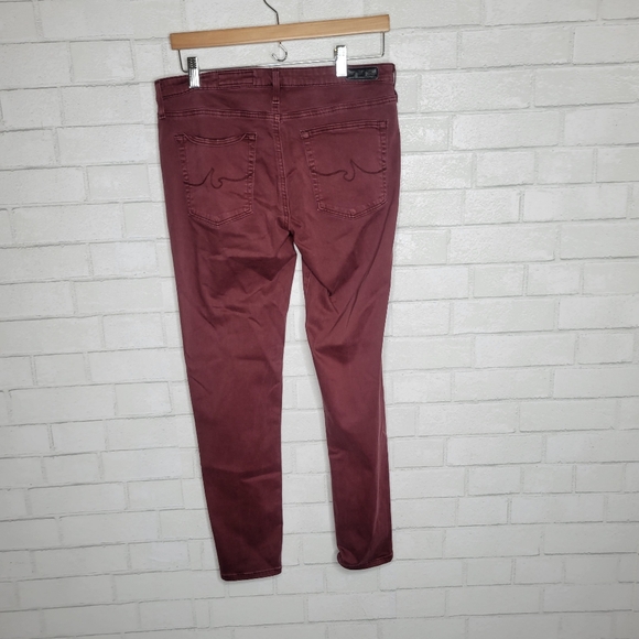 AG Adriano Goldschmied Anthropologie Burgundy Red The Abbey Skinny Jeans - Picture 6 of 6